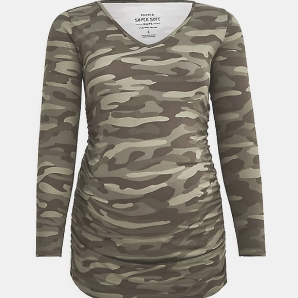 NWOT Torrid Olive Camo Long Sleeve Tunic - Picture 5 of 11